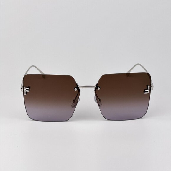 Fendi FIRST Sunglasses – Palladium Square Rimless Gradient Brown FE4082US 16Z - Picture 6 of 11